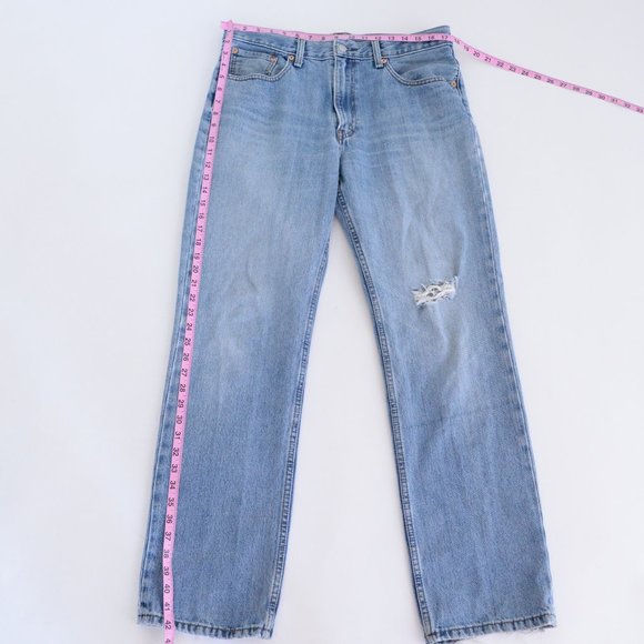 Levis 516 Straight Leg Distressed Denim Jeans ~36/32 - Picture 2 of 12